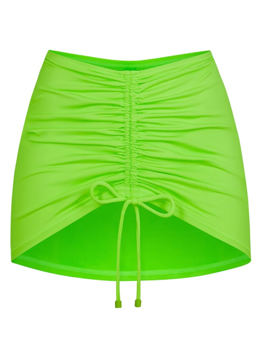 Skims Neon Green Ruched Swim Mini Skirt Coverup Women’s Size XL